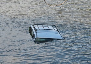 car in river