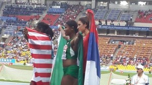 Okagbare celebrates silver medal at Moscow 2013