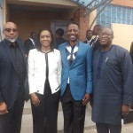 Daystar 1
R-L: Immediate past Governor of Ekiti State/ Guest Speaker,  Dr Kayode Fayemi;  Pastor, Daystar Christian  Centre, Pastor Sam Adeyemi, his wife, Nike;  with motivational speaker,  Lanre Olusola; at the opening of the Daystars Excellence in Leadership Conference 2015, in Lagoson Wednesday.