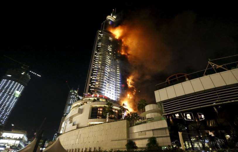 Huge fire erupts at site of New Year celebrations in Dubai 63-storey hotel