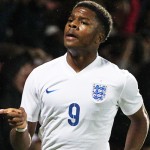 BOURNEMOUTH, ENGLAND - NOVEMBER 12:  Chuba Akpom of England celebrates after scoring the opening goal of the game during the U20 International Friendly match between England and Canada on November 12, 2014 in Bournemouth, England.  (Photo by Ben Hoskins/Getty Images)