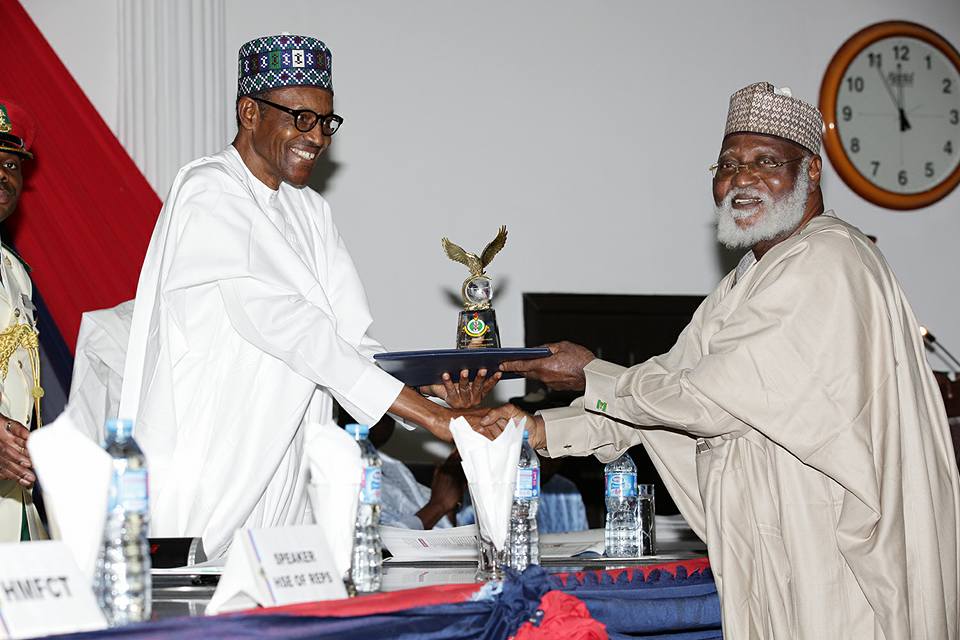 Buhari presents Defence College Award to Abubakar
