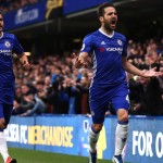 LONDON, ENGLAND - FEBRUARY 25:  Cesc Fabregas of Chelsea (R) celebrates scoring his sides first goal during the Premier League match between Chelsea and Swansea City at Stamford Bridge on February 25, 2017 in London, England.  (Photo by Clive Rose/Getty Images)