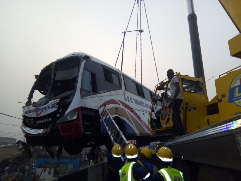 Three  dead as luxury bus plunges into Owode/Mile 12 River