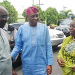 R-L: Deputy Governor, Lagos State, Dr. Oluranti Adebule; Secretary to the State Government and Chief host, Mr. Tunji Bello and the Director General, Progressive Governors Forum, Mr. Salihu Mohammed Lukman, during the Inaugural quarterly meeting of All Progressive Congress (APC) Secretaries to governments of states, theme: "Setting Strategic Implementation Framework for Social Development,  in Alausa, Ikeja Lagos..yesterday 16-03-2017 KOLA OLASUPO