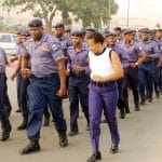 PIC. 1. NIGERIAN NAVY DURING THEIR FIRST QUARTER ROUTE MARCH IN ABUJA ON SATURDAY (14/3/15).
1343/14/3/2015/JAU/BJO/NAN