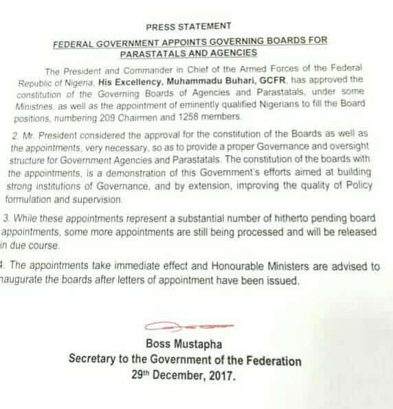 board appointment, buhari