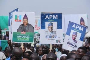 Ogun APC governorship candidate: Amosun, Oshiomhole, Aregbesola re-enact rivalry as youths protest imposition of Abiodun