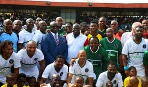 African football legends honour Ambode, testimonial match ends 4-4