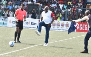 African football legends honour Ambode, testimonial match ends 4-4