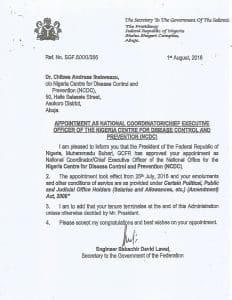 Crisis hits  Nigeria Centre for Disease Control office as D-G refuses to leave after tenure