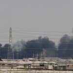 FILE PHOTO: Smoke is seen following a fire at Aramco facility in the eastern city of Abqaiq, Saudi Arabia, September 14, 2019. REUTERS/Stringer/File Photo/File Photo