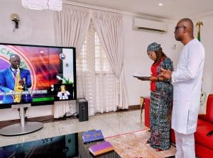 Sanwo-Olu, wife worship online