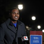 Ritchie Torres, the Democratic nominee for New York's 15th Congressional District, speaks to the media, Tuesday, Nov. 3, 2020, in the Bronx borough of New York. (AP Photo/Adam Hunger)