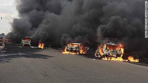 Two killed, 29 vehicles razed in Kara Bridge tanker explosion