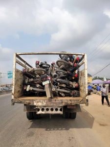 Lagos taskforce impounds 130 motorcycles operating in restricted areas