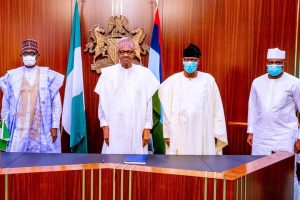 Buhari hosts Gbenga Daniel, Bankole