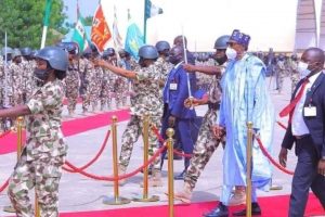 Buhari in Maiduguri, charges troops to crush terrorists