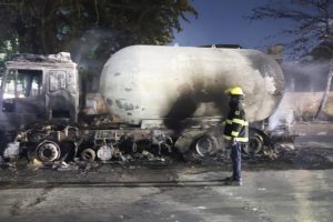 Lagos Police Chief visits inferno scene, disperses suspected looters