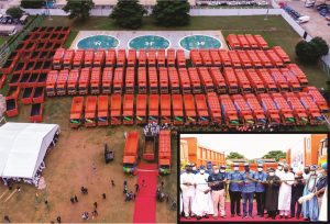 Cleaner Lagos: Sanwo-Olu launches 102 locally-assembled Compactor Trucks, 100 Dino Bins to boost waste collection 