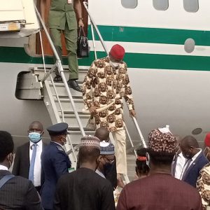 Buhari arrives Owerri,  meets South-East stakeholders