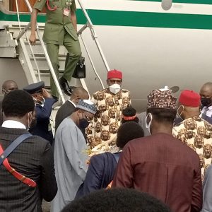 Buhari arrives Owerri,  meets South-East stakeholders