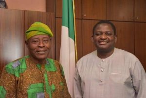 Iconic Shooting Stars goalkeeper 'Z for Zion' Ogunfeyimi meets Femi Adesina at Presidential Villa