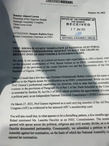 Protest over Buhari's nomination of Prof. Gumus as INEC Commissioner