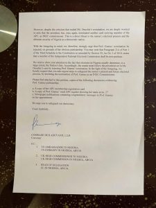 Protest over Buhari's nomination of Prof. Gumus as INEC Commissioner