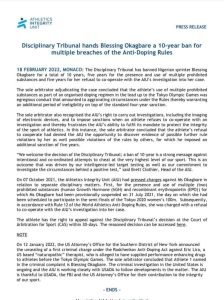 Okagbare gets 10-year ban for doping violations