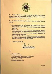 APC crisis: Buhari backs Buni; warns governors, followers against divisive utterances