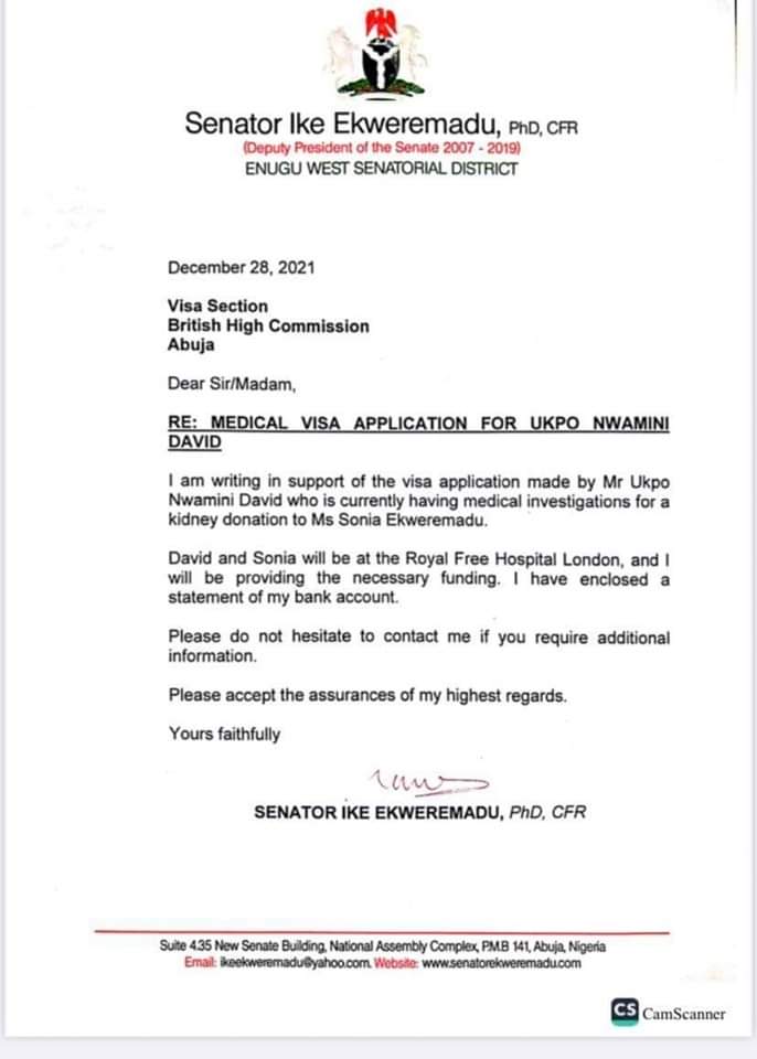 Alleged organ harvesting: Read Ekweremadu’s letter to British High Commission