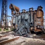 FILE PHOTO: A view shows a power transformer at a compound of a power substation damaged by a Russian military strike, amid Russia's attack on Ukraine, in Kherson region, Ukraine March 23, 2023. Ukrainian Presidential Press Service/Handout via REUTERS