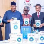 L-R: Representative of Vice Admiral Awwal  Gambo (Rtd), Dr. Marwan AbdulKarim;  Chief Operating Officer, Premium Times Group, Musikilu Mojeed; Executive Vice Chairman/Chief Executive Officer, Nigerian Communications Commission (NCC), Prof. Umar Danbatta; Head, Media Relations, NCC/Book Author, Dr. Omoniyi Ibietan; Chairman of the occasion/Former Minister of Information and Communications, Frank Nweke Jr. and Book Reviewer, Azubuike Ishiekwene, at the public presentation of a book on “Cyber Politics” published by Premium Times Books, in Abuja.