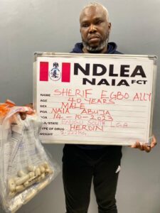 NDLEA: Paris-bound ‘businessman’ excretes 93 wraps of heroin in Abuja