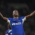 Soccer Football - Premier League - Tottenham Hotspur v Chelsea - Tottenham Hotspur Stadium, London, Britain - November 6, 2023 Chelsea's Nicolas Jackson celebrates scoring their fourth goal REUTERS/Tony Obrien