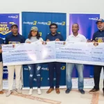 L-R: Abosede Ajewole, Head Branch Services, Marina Branch, FirstBank; Adeyemi O. Asolo, Head, Retail Mass Market In-branch and Digital Enhancement, FirstBank; Nsikan Grace, Winner, FirstBank Win Big promo; Chukwuka Okonkwo, Head, Other Asset & Liability Product, Personal Banking, FirstBank; Balogun Jelili Adekunle, Winner, FirstBank Win Big promo; Adewale Bello, Business Manager, Retail Banking, Marina Branch at the official presentation of N100,000 to winners of the ongoing FirstBank Win Big Promo which had 310 customers win N100,000 each in the maiden draw.
 