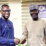 L-R: Vice President, Africa, Middle-East and Turkey, Meta (formerly Facebook), Kojo Boakye (left) and Executive Vice Chairman/Chief Executive Officer, Nigerian Communications Commission (NCC), Dr. Aminu Maida, during a visit by Meta’s delegation to the Commission in Abuja.