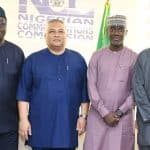 L-R: Director, Legal and Regulatory Services, Nigerian Communications Commission (NCC), Helen Obi; Chief Legal and Regulatory Services, Airtel Network, Shola Adeyemi; Chief Executive Officer, Airtel Network, Carl Cruz; Executive Vice Chairman/Chief Executive Officer, NCC, Dr. Aminu Maida; Executive Commissioner, Stakeholder Management, NCC, Adeleke Adewolu and Director, Policy, Competition and Economic Analysis, Ayuba Shuaibu, during a visit by Airtel Nigeria management to the Commission’s Head Office in Abuja...on Wednesday