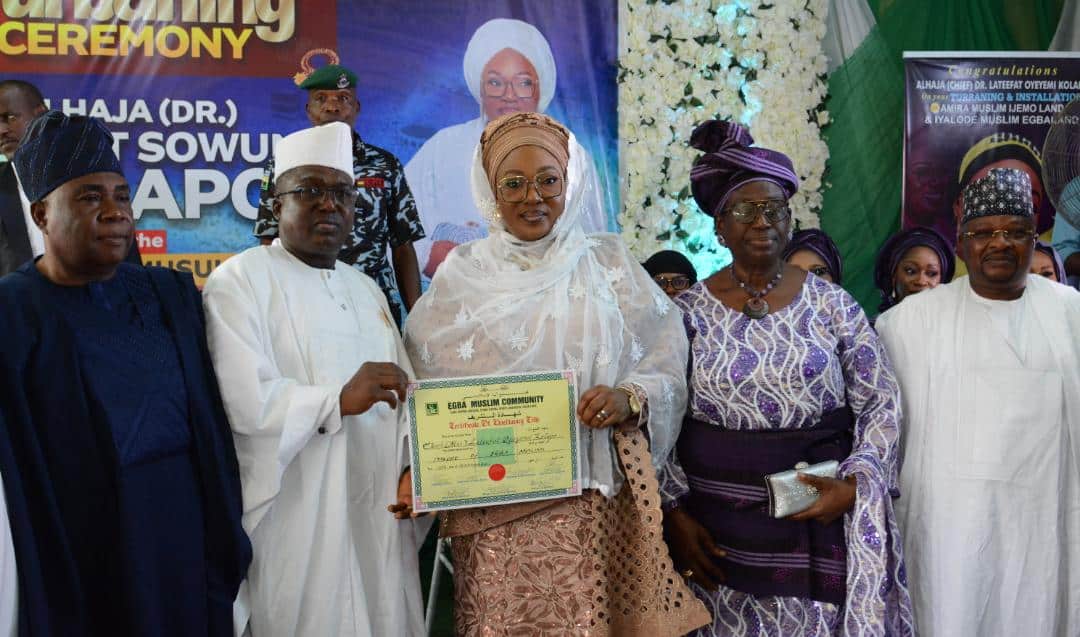 Abiodun extols Publisher of The Point Newspapers, Oyeyemi Kolapo, as Iyalode of Egba Community Muslims