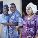 Iwure Day in Ososa: L-R; Founder A1 Association, Mr. Akeem Olumegbon; ANTP President, Dr. Rasak Baroka Oyadiran and Vice President, South, Mrs Mariam Bakare (Aponbepore).