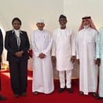 Minister of Solid Minerals Development , Dr. Oladele Alake (fourth left), Vice Chairman, Qatari-Nigeria Business Chamber, Muhammed Santuraki, Executive Secretary,  Mrs Fatimah Shinkafi, Sheikh El Jouneid, Chief Executive Officer, ETCC Qatar, Sheikh Shahid Jawad and Aminu Dahiru