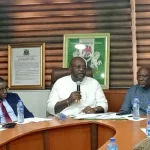 L-R: Dep. Gov. of Cross River State, Mr Peter Odey; Leader Adhoc Committee on Ports and Harbours, Mr Nnaji Nnolim and Calabar Port Manager, Mr Olumati Festus, during the visit of the House of Reps. Adhoc Committee on Friday...in Calabar 