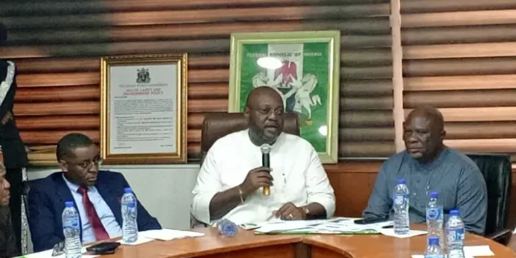 L-R: Dep. Gov. of Cross River State, Mr Peter Odey; Leader Adhoc Committee on Ports and Harbours, Mr Nnaji Nnolim and Calabar Port Manager, Mr Olumati Festus, during the visit of the House of Reps. Adhoc Committee on Friday...in Calabar 