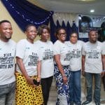 L:R Legal Adviser, International Visitor Leadership Program Alumni Association, Yusuf Lawan; Financial Secretary, Tosin Olowoyeye-Taiwo; Assistant Secretary, Ebunoluwa Yusuf; Secretary, Omobola Akingbehin; Public Relations Officer, Veronica Obende; Treasurer, Taiwo Adewole and Welfare Officer,  Vera Anyagafu, at The Conversation: An Open Talk With Boys, in commemoration of the International Day of the Boy Child, in Lagos... on Thursday. Photo credit: IVLPAAN