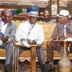 L-R-: Administrator of the Presidential Amnesty Programme, Dr Dennis Otuaro; Managing Director of the NDDC, Dr Samuel Ogbuku; and the Executive Director, Finance and Administration, NDDC, Boma Iyaye, during the technical session of the Niger Delta Stakeholders' Summit 2024 in Port Harcourt...on Wednesday.
