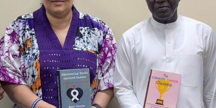 L-R: Dr Denise Ejoh, Founder, Cormode Cancer Foundation, and Tijani Ahmed, Federal Commissioner and CEO, National Commission for Refugees, Migrants and Internally Displaced Persons.