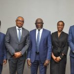 L-R: Head, Corporate Communications Department, Asset Management Corporation of Nigeria (AMCON) *Mr Jude Chiedozie Nwauzor*; Group Head, Asset Management, *Mr Benedict Daminabo*; Managing Director/Chief Executive Officer, *Mr Gbenga Alade*; Head, Documentation, Legal Department *Mrs Oyinlola Adebayo*, and Technical Assistant to the MD/CEO *Mr Mohammed Yusuf* at the just concluded AMCON Media Parley at Radisson Blu Hotels, Ikeja, Lagos.