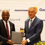 L-R: Wale Tinubu, CON, Group Chief Executive, Oando PLC and Guido Brusco, Chief Operating Officer, General Director of Natural Resources, ENI; at the signing for the acquisition of the Nigerian Agip Oil Company (NAOC) on Thursday, Aug. 22nd, in London, United Kingdom