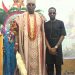 Soun of Ogbomoso, Oba Ghandi Afolabi Olaoye (left), with the Ogbomoso Cradles Carnival Ambassador, Alexander Abolore Akande  (Nice) at the unveiling of the Carnival Logo in Abuja...on Thursday.